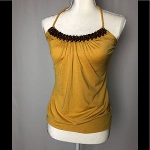 Beaded Mustered Halter Top